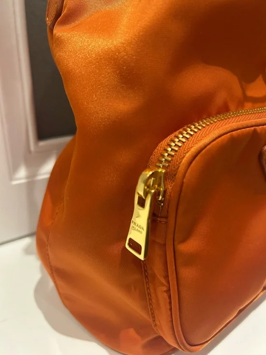 Prada Orange Nylon Mini Drawstring Bucket Bag - Picture 2 of 5